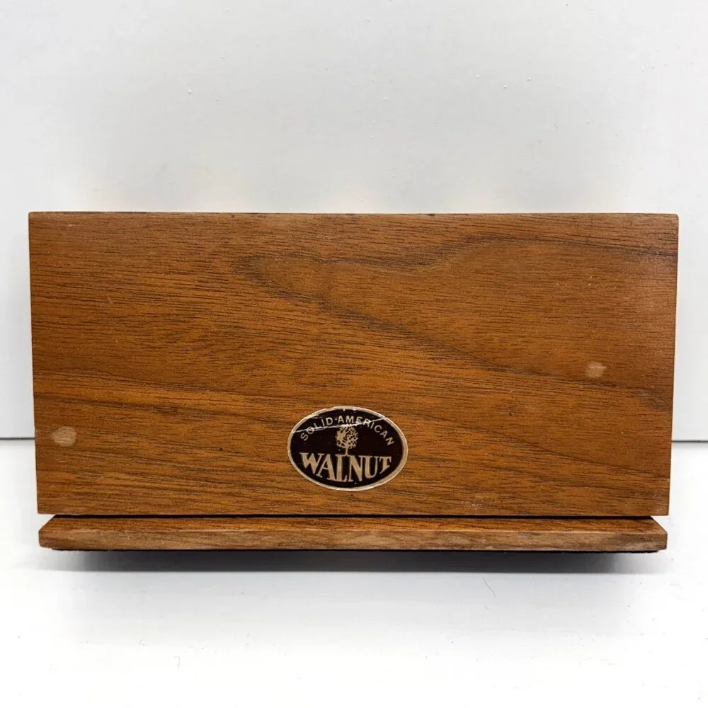 Vintage 1977 Walnut Lasercraft Pencil Holder President's Club & Ruler Landscape
